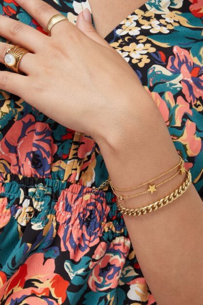 Dubbel ster armband goud - Afbeelding 2