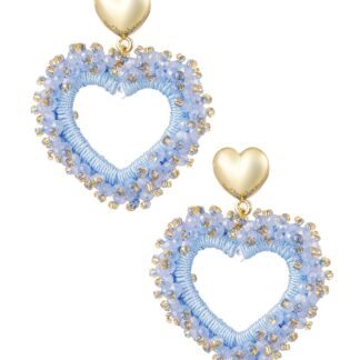 Hart oorbellen kristal blauw/goud
