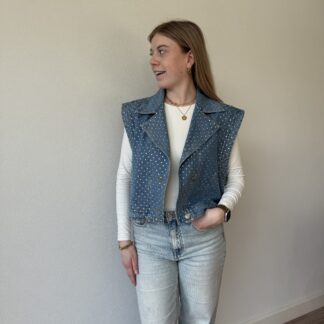 Glitter gilet blauw