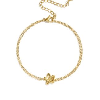 Dubbel flower armband goud