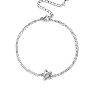 Dubbel flower armband zilver